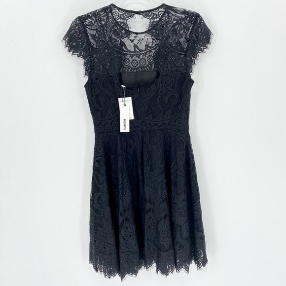 New BB DAKOTA Womens Black Dress Size 4  Open Back Lace Whimsy Goth Party - Picture 5 of 10